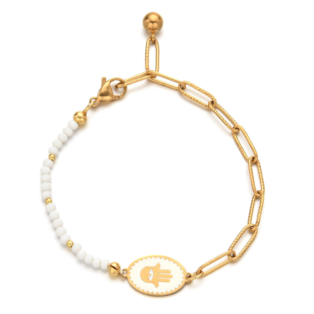 Wholesale Devil Eye Paper Clip Stainless Steel Bracelet